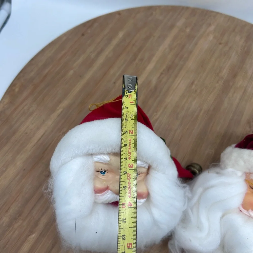 Two Vintage Christmas Santa‎ Face  Heads ornaments Ornaments